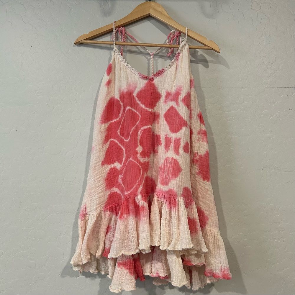 Jen’s Pirate Booty Gauzy‎ Cotton Tie Dye Tassel Tank Top Women’s Small Boho